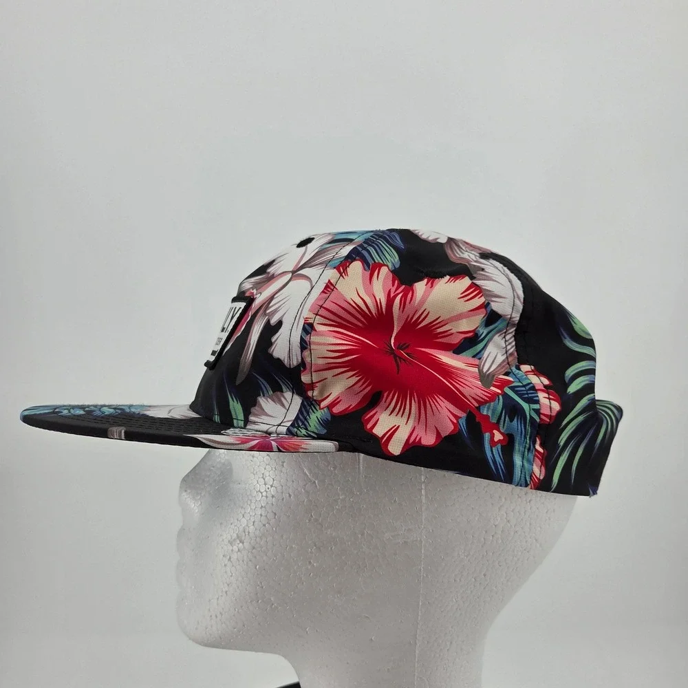 Truly Hard Seltzer Hat Black Tropical Floral Hibiscus Snapback Flat Brim Cap